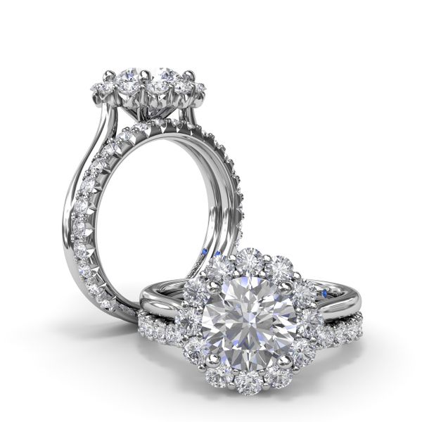 Floral Halo Diamond Engagement Ring Image 4 Parris Jewelers Hattiesburg, MS