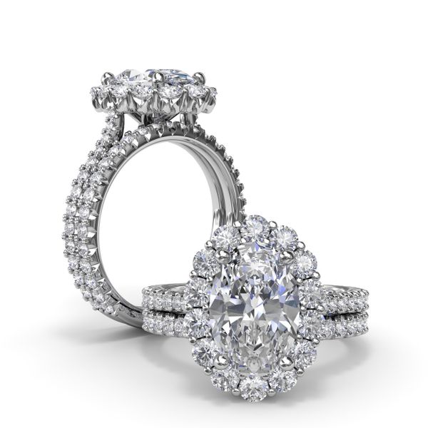 Floral Halo Diamond Engagement Ring Image 4 Steve Lennon & Co Jewelers  New Hartford, NY