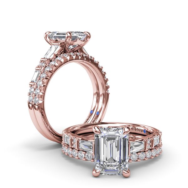 Alternating Baguette and Round Diamond Engagement Ring  Image 4 P.J. Rossi Jewelers Lauderdale-By-The-Sea, FL