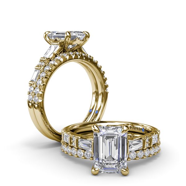 Alternating Baguette and Round Diamond Engagement Ring  Image 4 Harris Jeweler Troy, OH