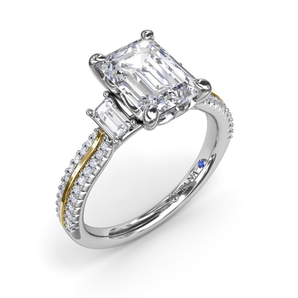 Two-Toned Emerald Cut Diamond Engagement Ring   P.J. Rossi Jewelers Lauderdale-By-The-Sea, FL
