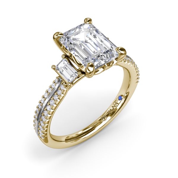 Two-Toned Emerald Cut Diamond Engagement Ring   Castle Couture Fine Jewelry Manalapan, NJ