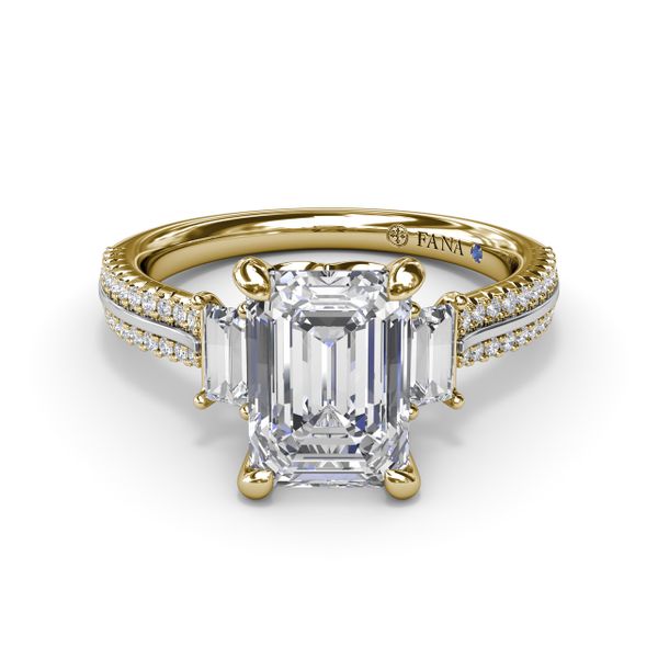 Two-Toned Emerald Cut Diamond Engagement Ring   Image 2 Castle Couture Fine Jewelry Manalapan, NJ