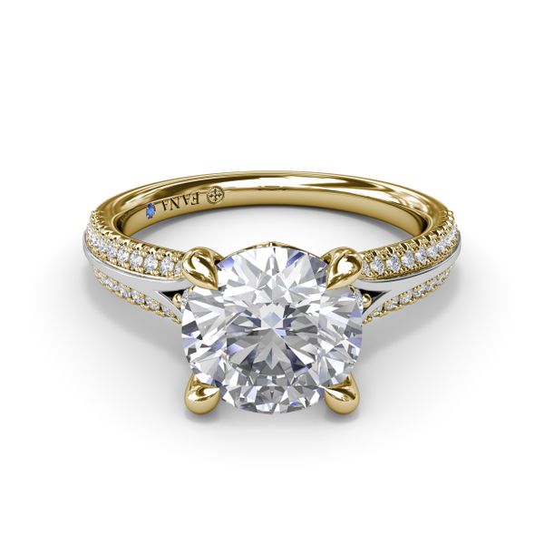 Two-Toned Split Shank Diamond Engagement Ring Image 2 S. Lennon & Co Jewelers New Hartford, NY