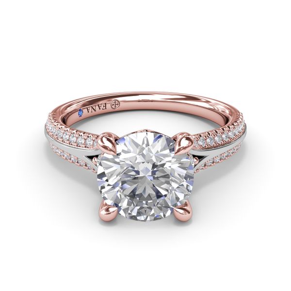 Two-Toned Split Shank Diamond Engagement Ring Image 2 Parris Jewelers Hattiesburg, MS