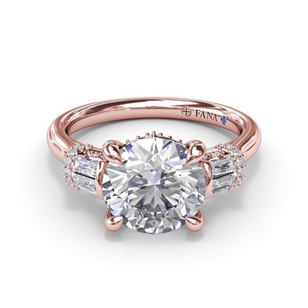 Double Baguette Diamond Engagement Ring  Image 2 Castle Couture Fine Jewelry Manalapan, NJ