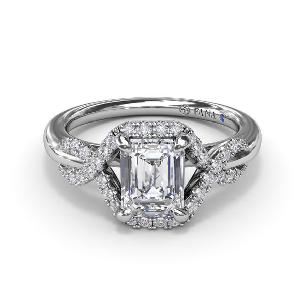 Emerald Love Knot Diamond Engagement Ring Image 3 Quenan's Fine Jewelers Georgetown, TX