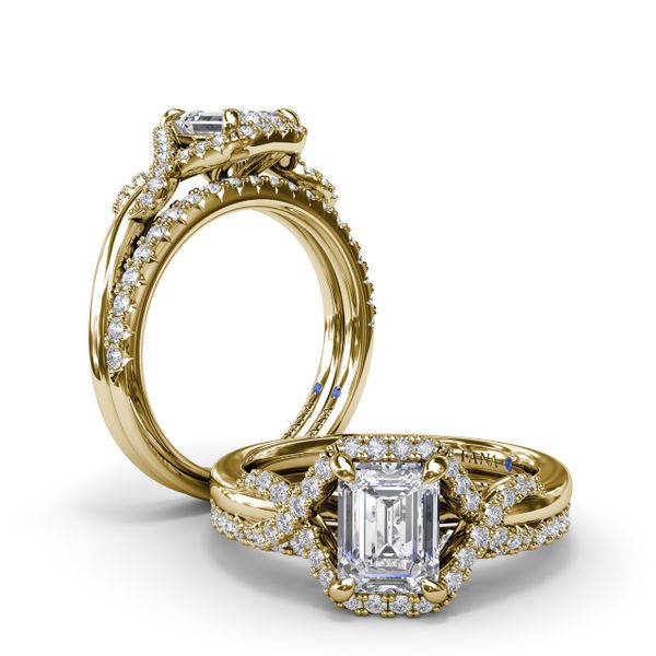 Emerald Love Knot Diamond Engagement Ring Image 4 Reed & Sons Sedalia, MO