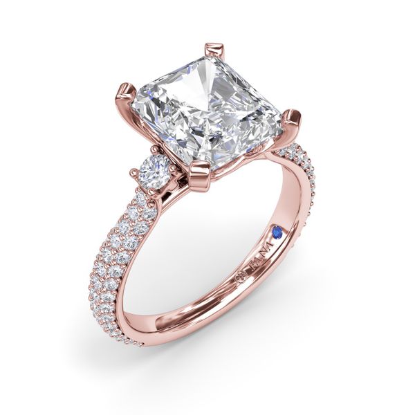 Side Stone Pavé Diamond Engagement Ring P.J. Rossi Jewelers Lauderdale-By-The-Sea, FL