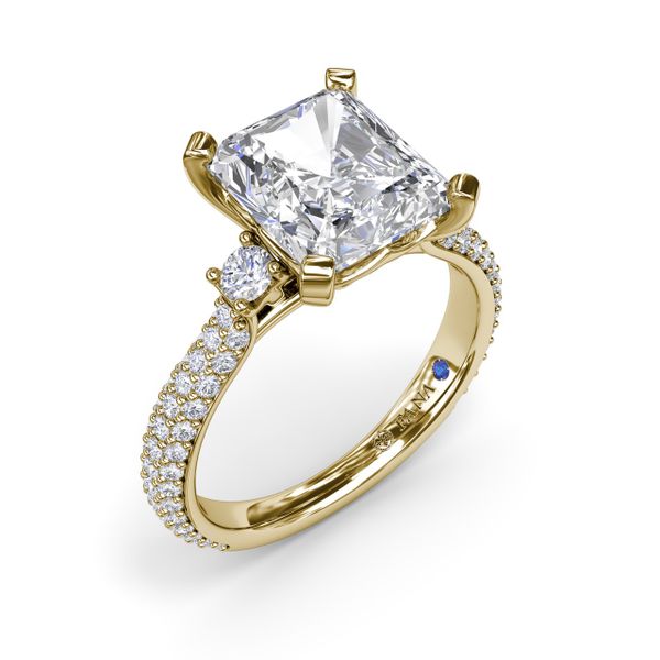 Side Stone Pavé Diamond Engagement Ring Quenan's Fine Jewelers Georgetown, TX