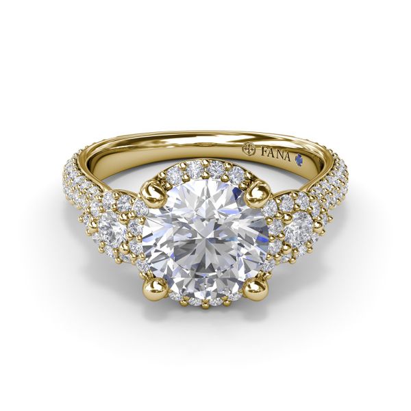 Full Halo Diamond Pavé Engagement Ring Image 3 Parris Jewelers Hattiesburg, MS