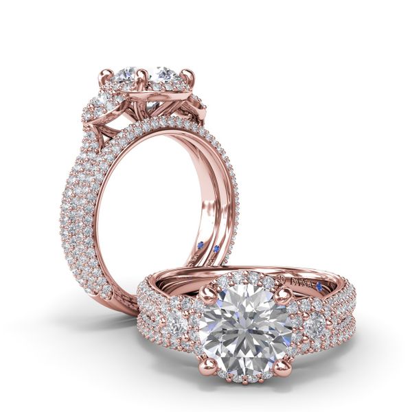 Full Halo Diamond Pavé Engagement Ring Image 4 Clark & Linford Cedar City, UT