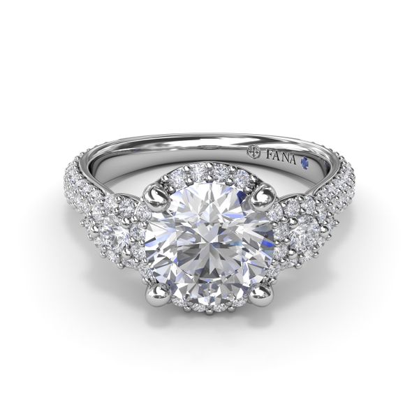 Full Halo Diamond Pavé Engagement Ring Image 3 Sergio's Fine Jewelry Ellicott City, MD