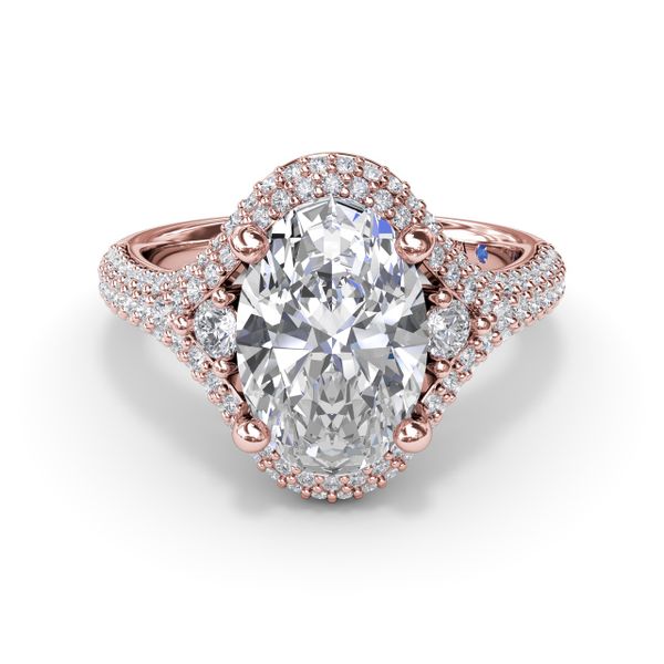 Double Pavé Diamond Halo Engagement Ring Image 3 J. Thomas Jewelers Rochester Hills, MI