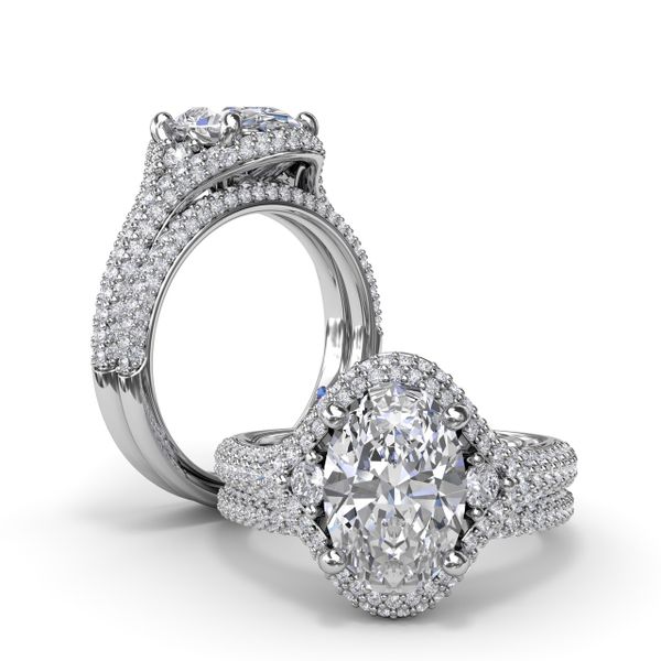 Double Pavé Diamond Halo Engagement Ring Image 4 J. Thomas Jewelers Rochester Hills, MI
