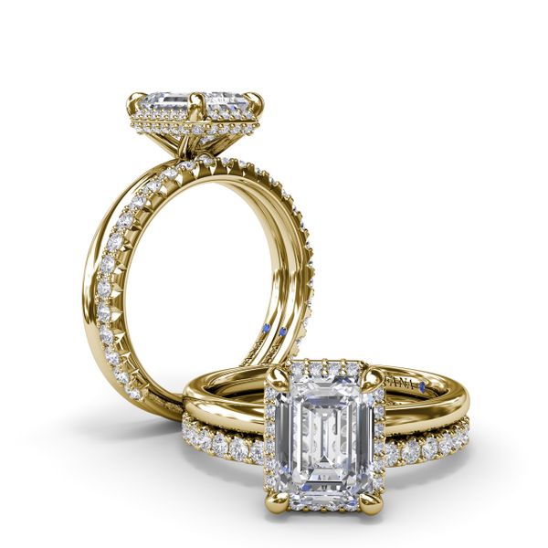 Emerald Cut Halo Diamond Engagement Ring Image 4 Parris Jewelers Hattiesburg, MS