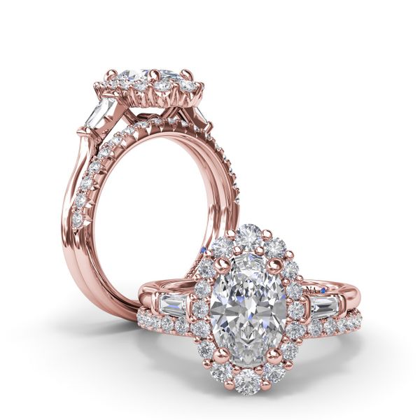 Diamond Baguette Halo Engagement Ring Image 4 Reed & Sons Sedalia, MO