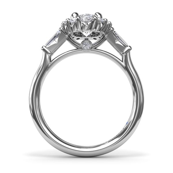 Diamond Baguette Halo Engagement Ring Image 2 The Diamond Center Claremont, CA