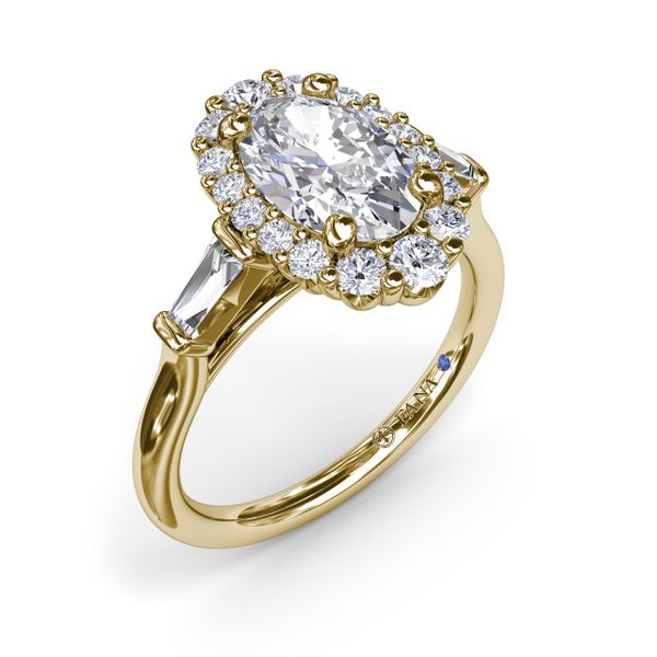 Diamond Baguette Halo Engagement Ring Perry's Emporium Wilmington, NC