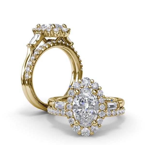 Diamond Baguette Halo Engagement Ring Image 4 J. Thomas Jewelers Rochester Hills, MI