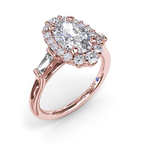 Diamond Baguette Halo Engagement Ring S. Lennon & Co Jewelers New Hartford, NY