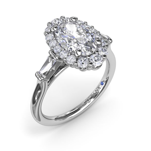 Diamond Baguette Halo Engagement Ring P.J. Rossi Jewelers Lauderdale-By-The-Sea, FL