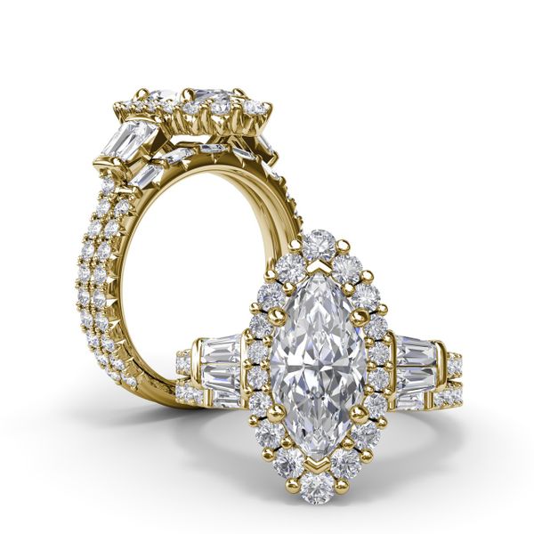 Marquise Baguette Diamond Engagement Ring Image 4 Perry's Emporium Wilmington, NC