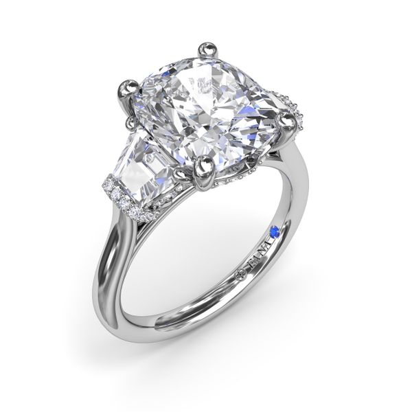 Three Stone Trapezoid Diamond Engagement Ring P.J. Rossi Jewelers Lauderdale-By-The-Sea, FL
