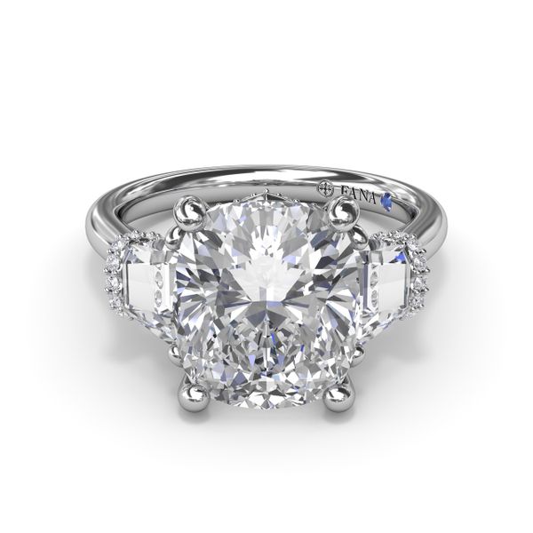 Three Stone Trapezoid Diamond Engagement Ring Image 3 S. Lennon & Co Jewelers New Hartford, NY
