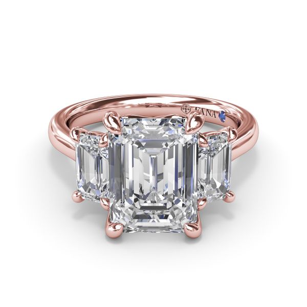 Three Stone Emerald Cut Diamond Engagement Ring Image 3 Perry's Emporium Wilmington, NC
