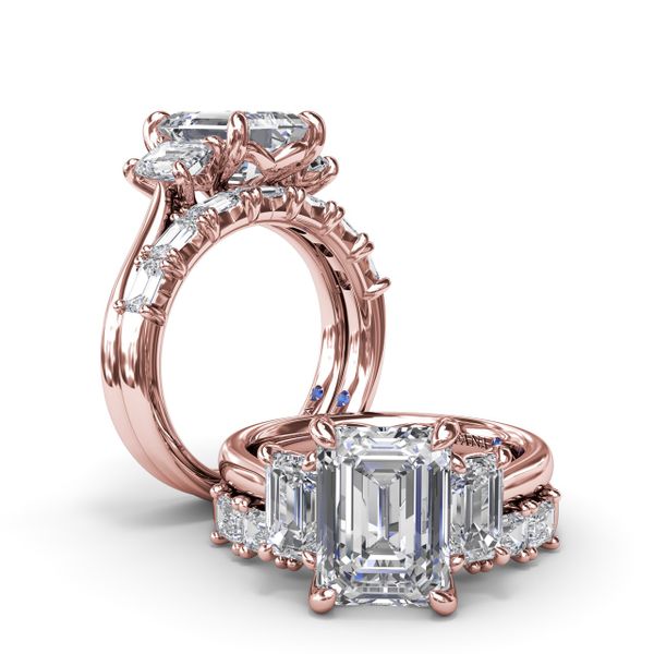 Three Stone Emerald Cut Diamond Engagement Ring Image 4 The Diamond Center Claremont, CA