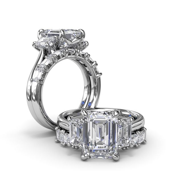 Three Stone Emerald Cut Diamond Engagement Ring Image 4 Steve Lennon & Co Jewelers  New Hartford, NY
