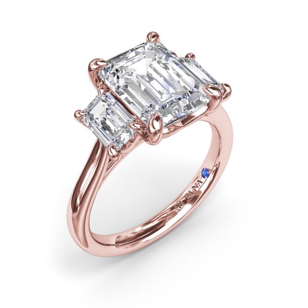 Three Stone Emerald Cut Diamond Engagement Ring S. Lennon & Co Jewelers New Hartford, NY