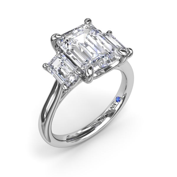 Three Stone Emerald Cut Diamond Engagement Ring P.J. Rossi Jewelers Lauderdale-By-The-Sea, FL