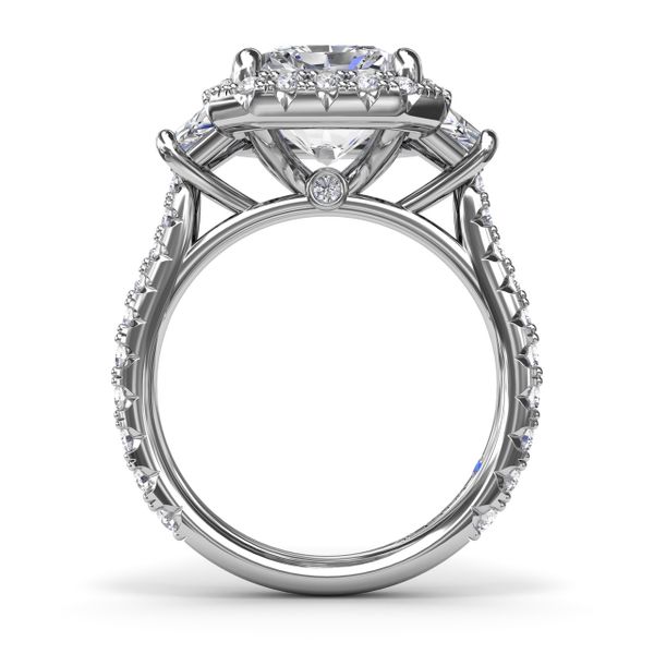 Three Stone Halo Diamond Engagement Ring Image 2 Parris Jewelers Hattiesburg, MS