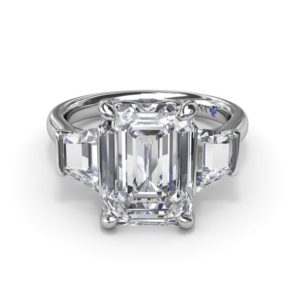 Three Stone Trapezoid Diamond Engagement Ring Image 3 Perry's Emporium Wilmington, NC
