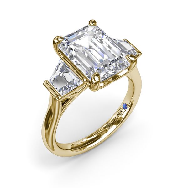 Three Stone Trapezoid Diamond Engagement Ring S. Lennon & Co Jewelers New Hartford, NY