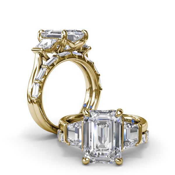 Three Stone Trapezoid Diamond Engagement Ring Image 4 Steve Lennon & Co Jewelers  New Hartford, NY