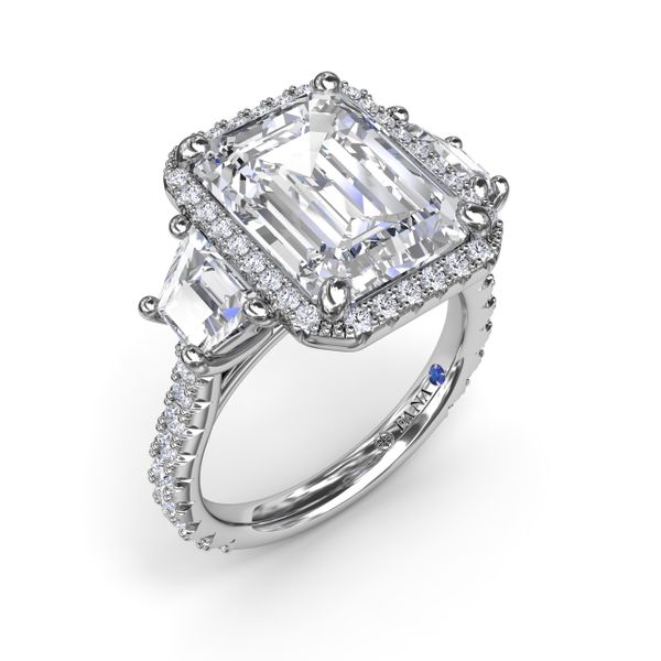 Three Stone Trapezoid Diamond Engagement Ring J. Thomas Jewelers Rochester Hills, MI