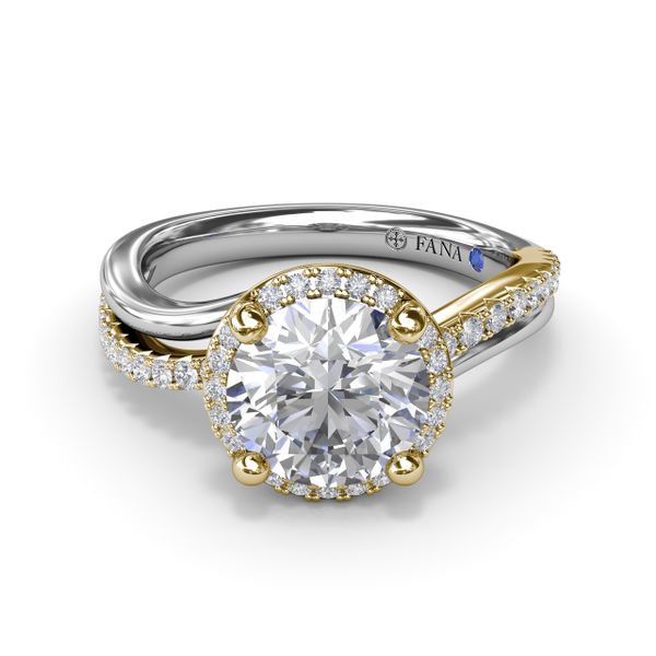 Fana Two-Toned Halo Diamond Engagement Ring Bryan Jewelry