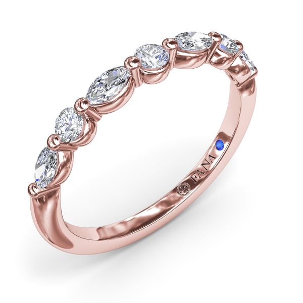 Alternating Round and Marquise Diamond Wedding Band  Image 2 Cornell's Jewelers Rochester, NY