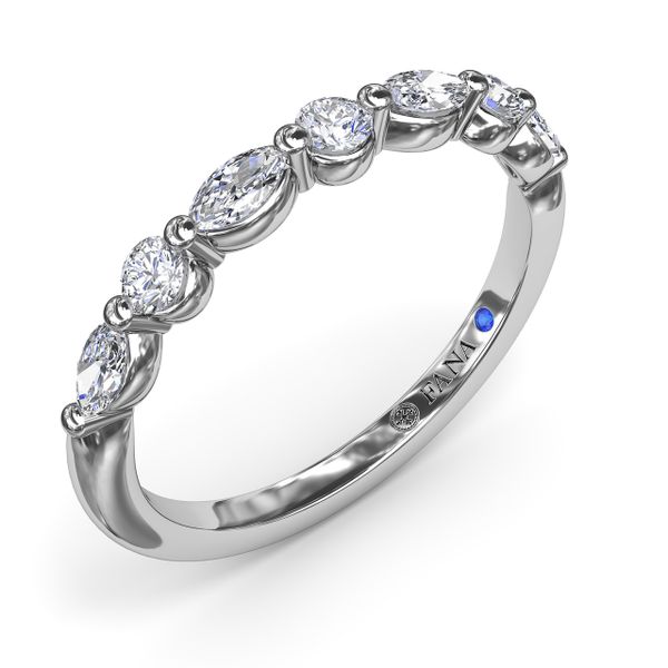Alternating Round and Marquise Diamond Wedding Band  Image 2 Gaines Jewelry Flint, MI