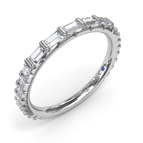 Baguette Diamond Wedding Band Image 2 P.J. Rossi Jewelers Lauderdale-By-The-Sea, FL