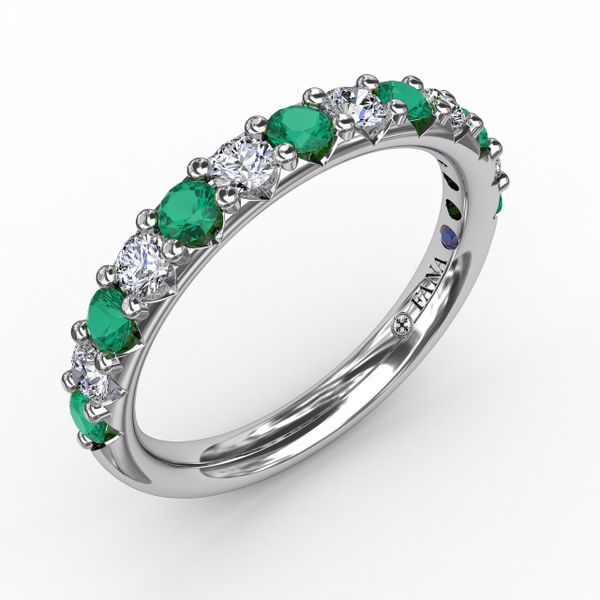 Emerald and Diamond Shared Prong Anniversary Band Image 3 Parris Jewelers Hattiesburg, MS