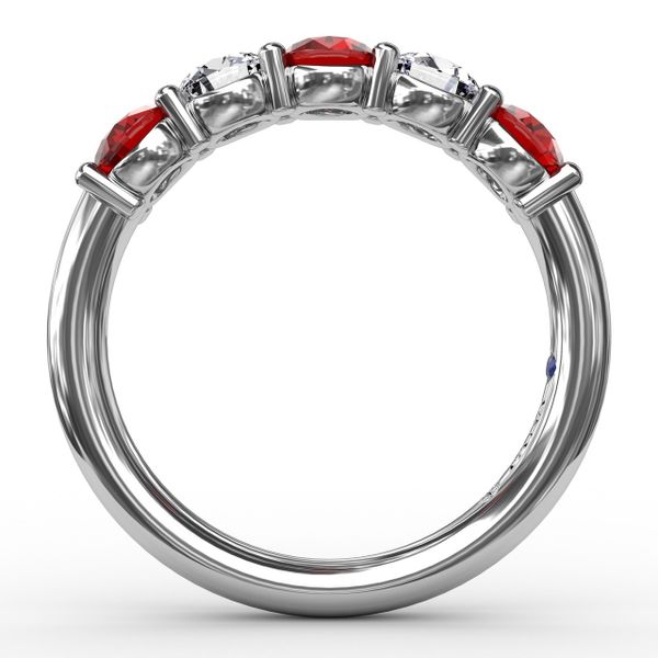 Chunky Ruby and Diamond Shared Prong Anniversary Band Image 2 Parris Jewelers Hattiesburg, MS