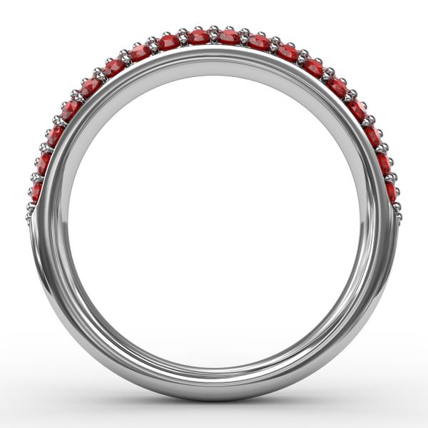 Dazzling Three Row Ruby Pave Ring  Image 2 D. Geller & Son Jewelers Atlanta, GA