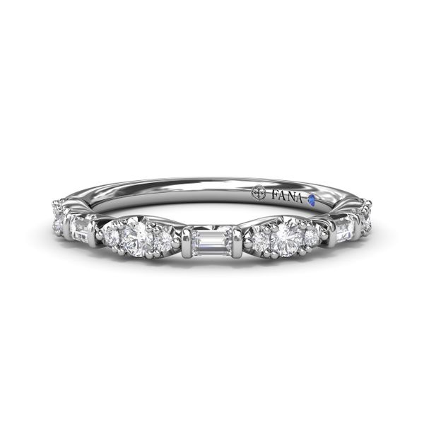 Round Clusters and Emerald Cut Diamond Wedding Ring The Diamond Center Claremont, CA