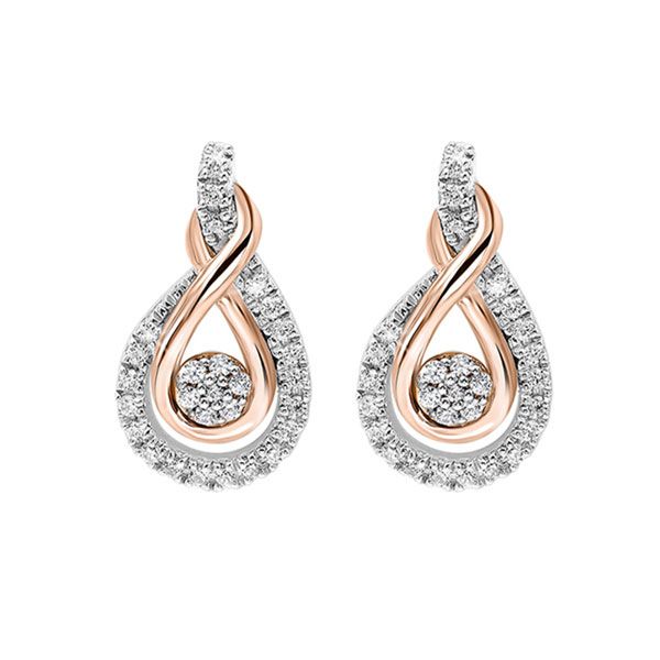 10KT Pink & Yellow Gold & Diamonds Love Crossing Fashion Earrings   - 1/5 cts Windham Jewelers Windham, ME