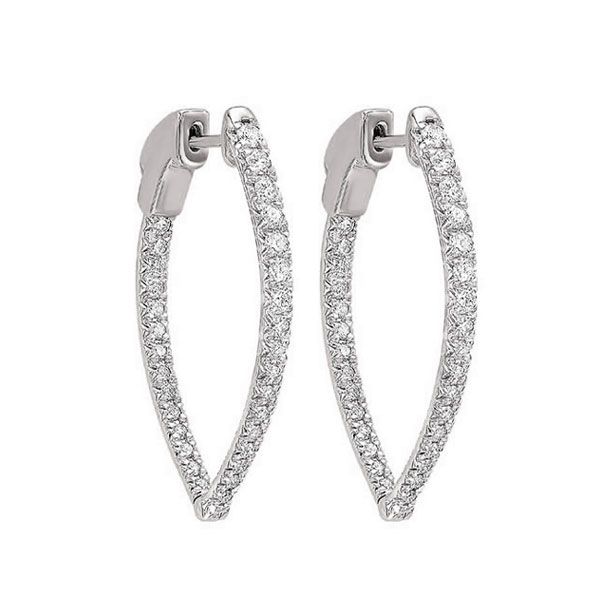 14KT White Gold & Diamond Classic Book Hoop Fashion Earrings  - 3/4 ctw Don's Jewelry & Design Washington, IA