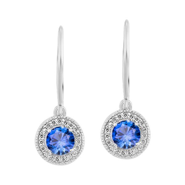 Silver Diamond 1/10Ctw & Sapphire 5/8Ctw Earring Don's Jewelry & Design Washington, IA